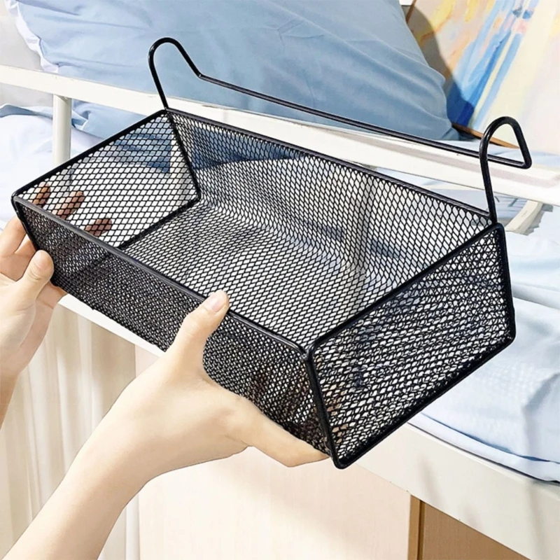 

Multipurpose Bed Hanging Storage Organizers Sturdy Metal Basket Accessory for College Dorms and Office Cubicles