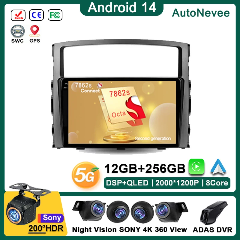 

Android 14 Multimedia For Mitsubishi Pajero 4 V80 V90 2006 - 2014 Auto Radio GPS Navigation Stereo Head Unit No 2din DVD 5G Wifi