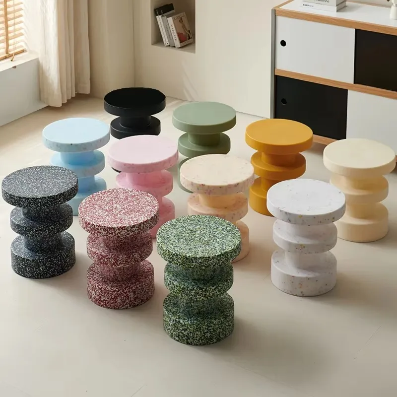 Luxurious Round Plastic End Table With Painted colorful Splash Pattern Creative Home Living Room Furniture With Large Surface