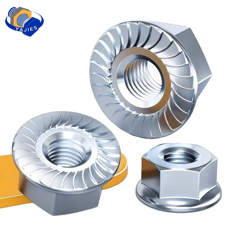 10-2Pcs Serrated Flange Lock Nut M4 M5 M6 M8 M10 M12 - Zinc Plated Hex Head DIN6923 Anti-Loose High Vibration Resistant