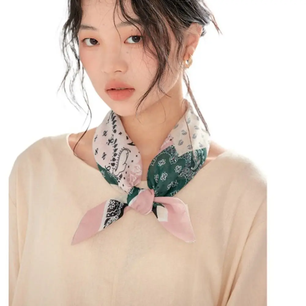 Weave Hair Decorate Headscarf Scarf Accessories Stripe Bandanas Hair Band Square Scarf Flower Silk Scarf Female Printed Scarf
