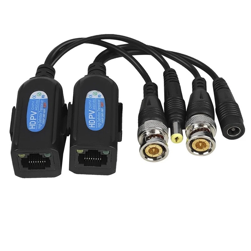 DC-8MHZ Passive CCTV Coax BNC Video Power Balun Transceiver to RJ45 Connector 1 Pair