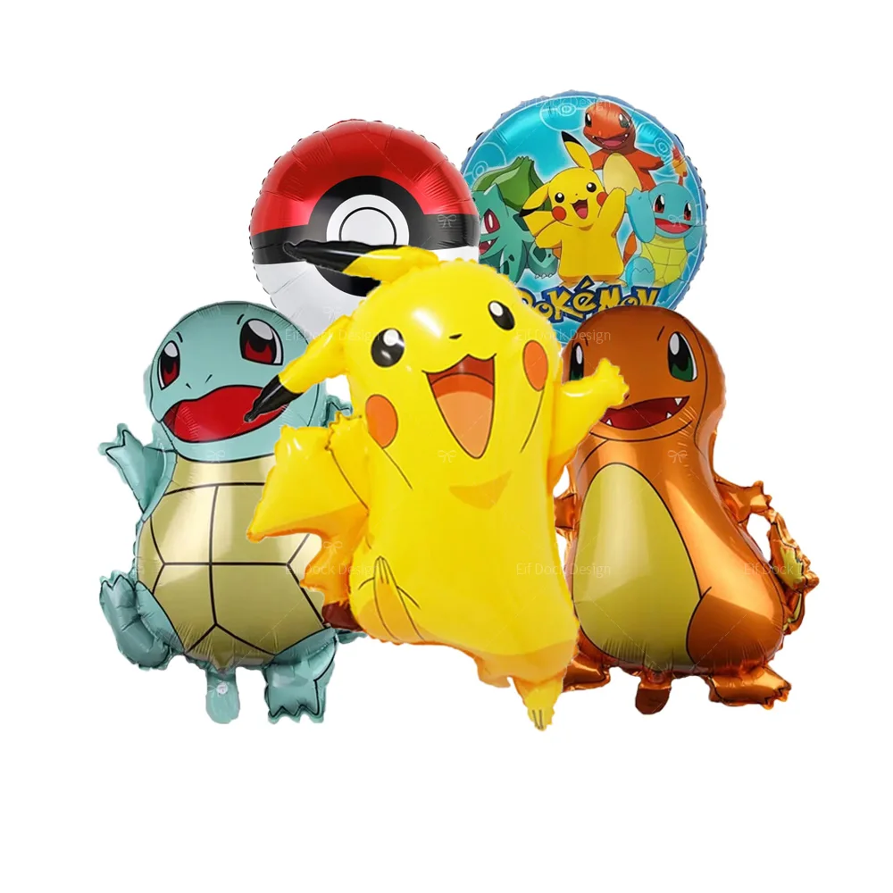5/1pcs Cartoon Pokemon Pikachu Theme Aluminum Foil Balloons Party Decoration Props Toy Anime Birthday Party Decorations Supplies
