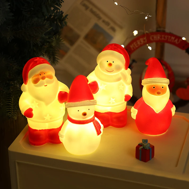 Creatieve Gloeiende Kerstsneeuwman Nachtlampje Cartoon Schattige Pop Kerstman Glow Speelgoed Thuis Desktop Decoratie Vakantiecadeau