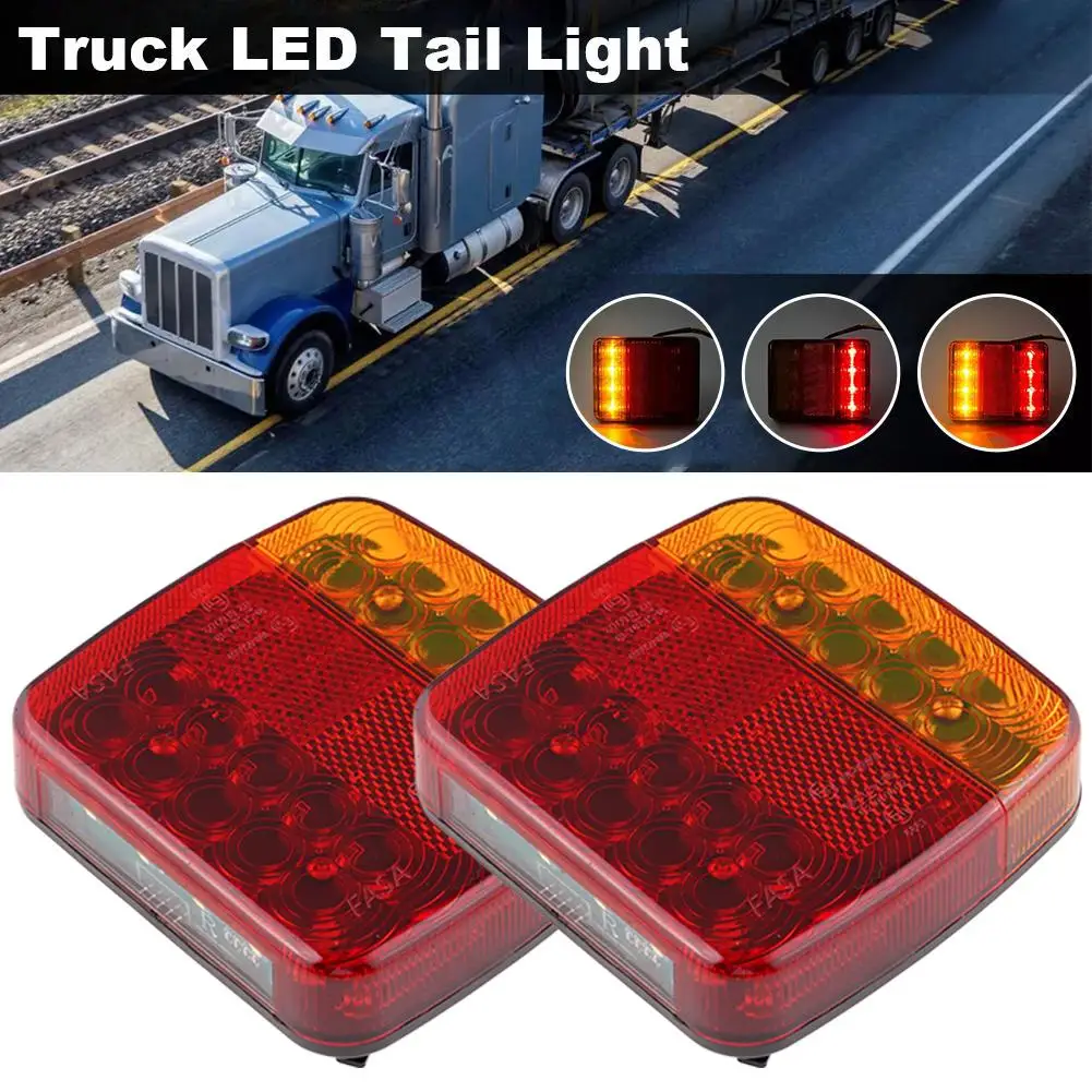 

1set Wireless Magnetic Trailer Tail Light Waterproof Rechargeable Rear Taillight Signal Warning Brake Lamp Reflective Lens