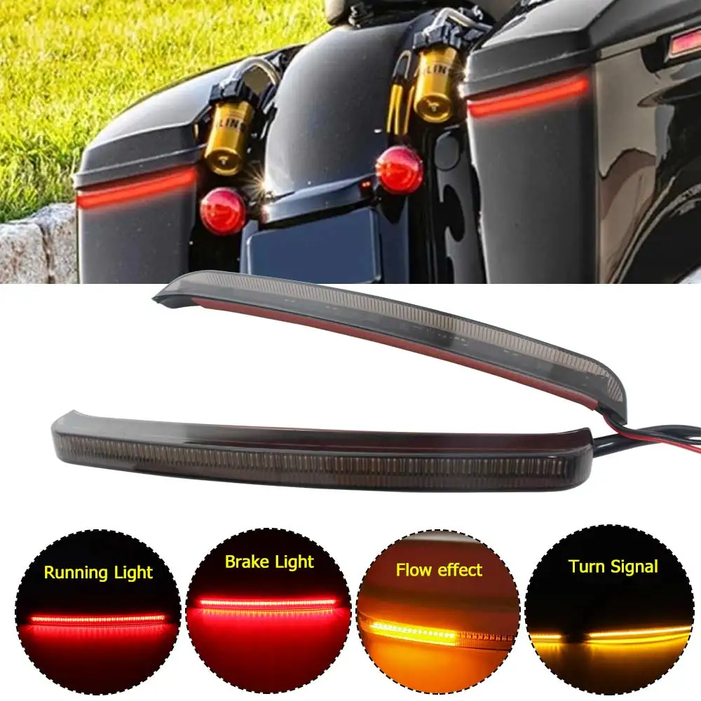 Motorcycle Saddlebag LED Flowing Light Turn Signal Brake Running Lamp For Harley Touring Road King Electra Street Glide 2014-23