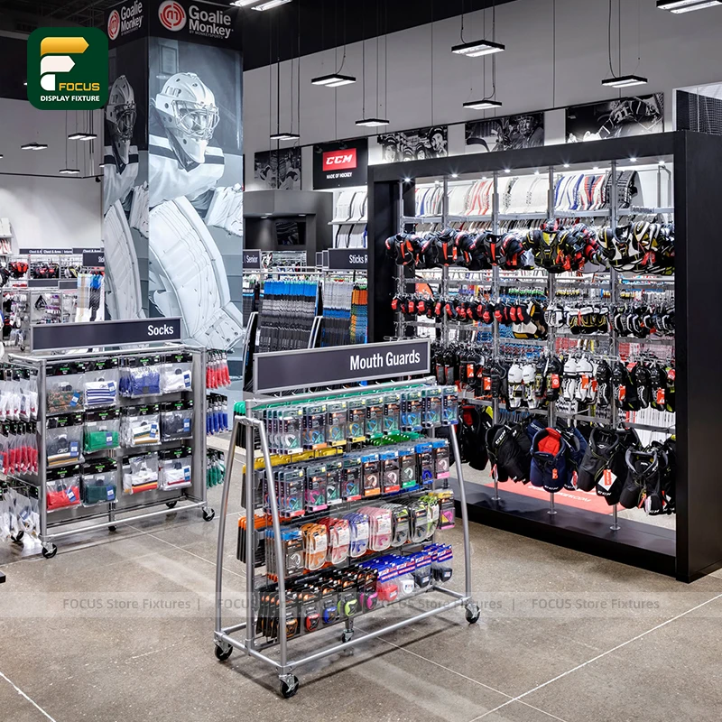 custom.Retail Display Stand Sports Glove Apparel Fixture Multi-Layer Hanging Rack Mobile Clothing Holder Protective Gear Showcas