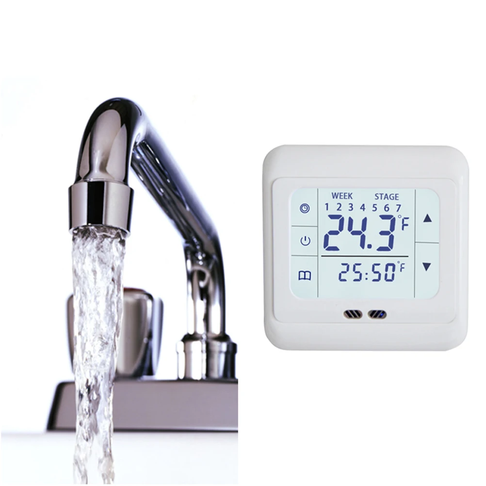 

Digital Thermostat 86x86x37mm White PC ABS Touch Screen Weekly Programming Temperature Controller Programmable Heating Film