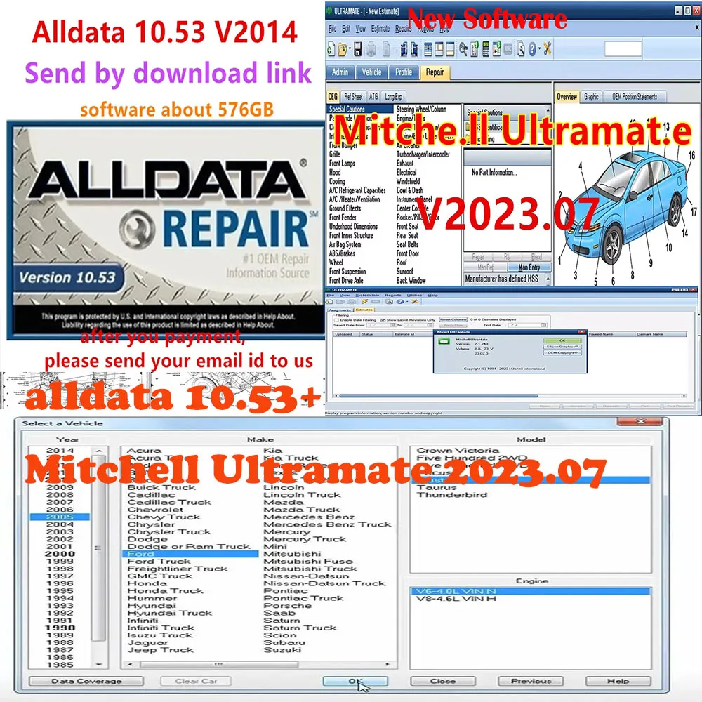 

Newest alldata 10.53 software + mitchel l On demand 5 auto repair alldata software All data car software with Wiring diagram