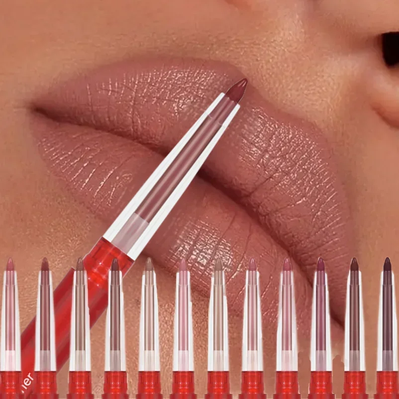 1PC Rossetto opaco nudo Lunga durata Impermeabile resa cromatica Smalto labbra Liner Matita Cosmetici per labbra, Trucco di bellezza