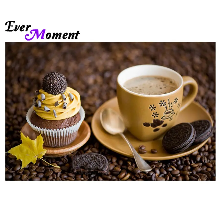 

NEW 3D Diamond Painting Cross Stitch Coffee Cup Cake Dining Room Needlework Diamond Embroidery Full Decorative ASF638