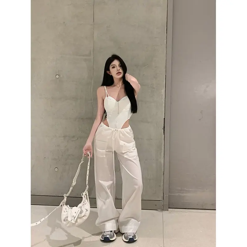 Spicy Girl Style Slimming Two-Piece Illusion Overalls Women's Summer Fashionable Versatile Strap Tops Matching Vest