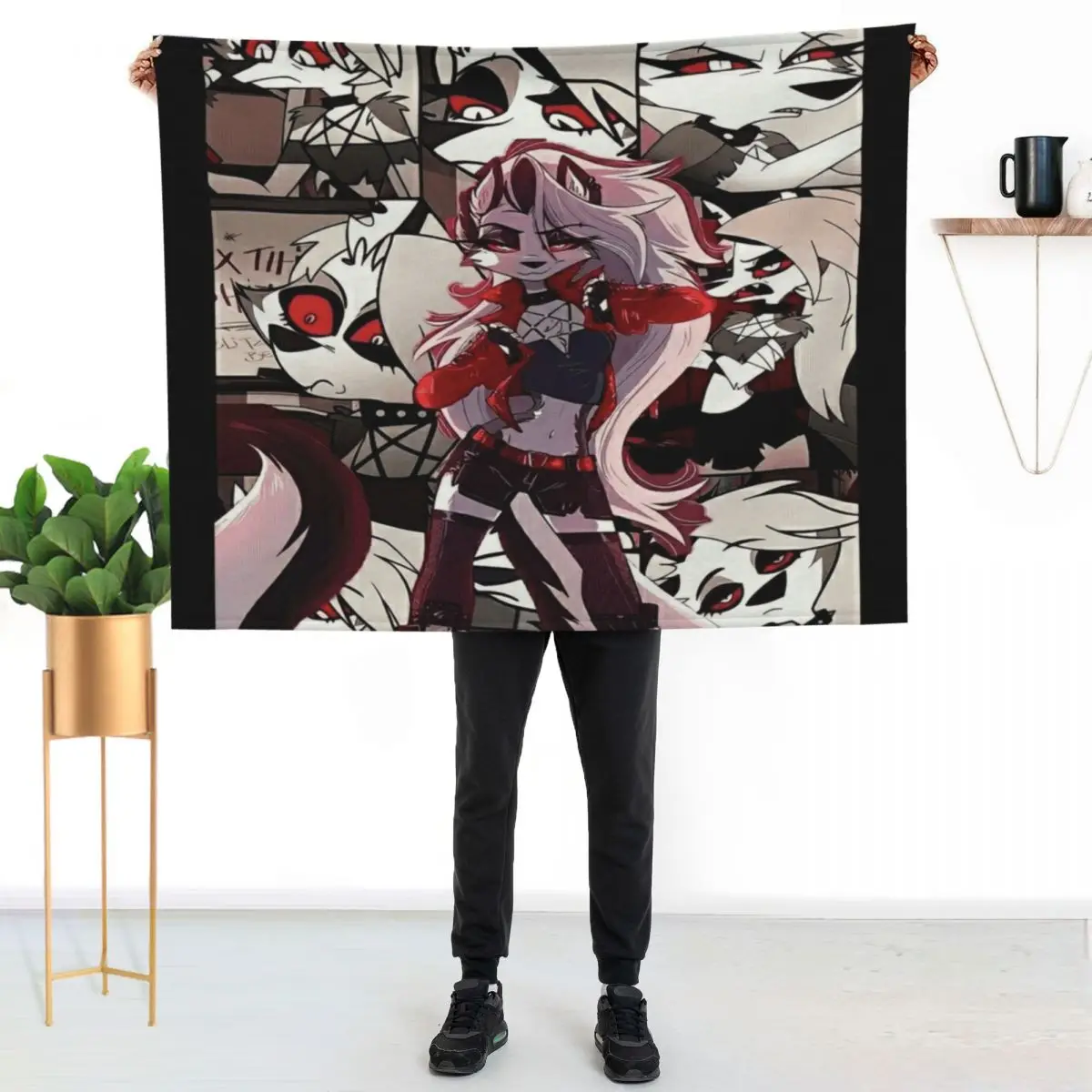 

Helluva Boss Loona Throw Blanket Travel Size Cozy Blanket for Plane Train