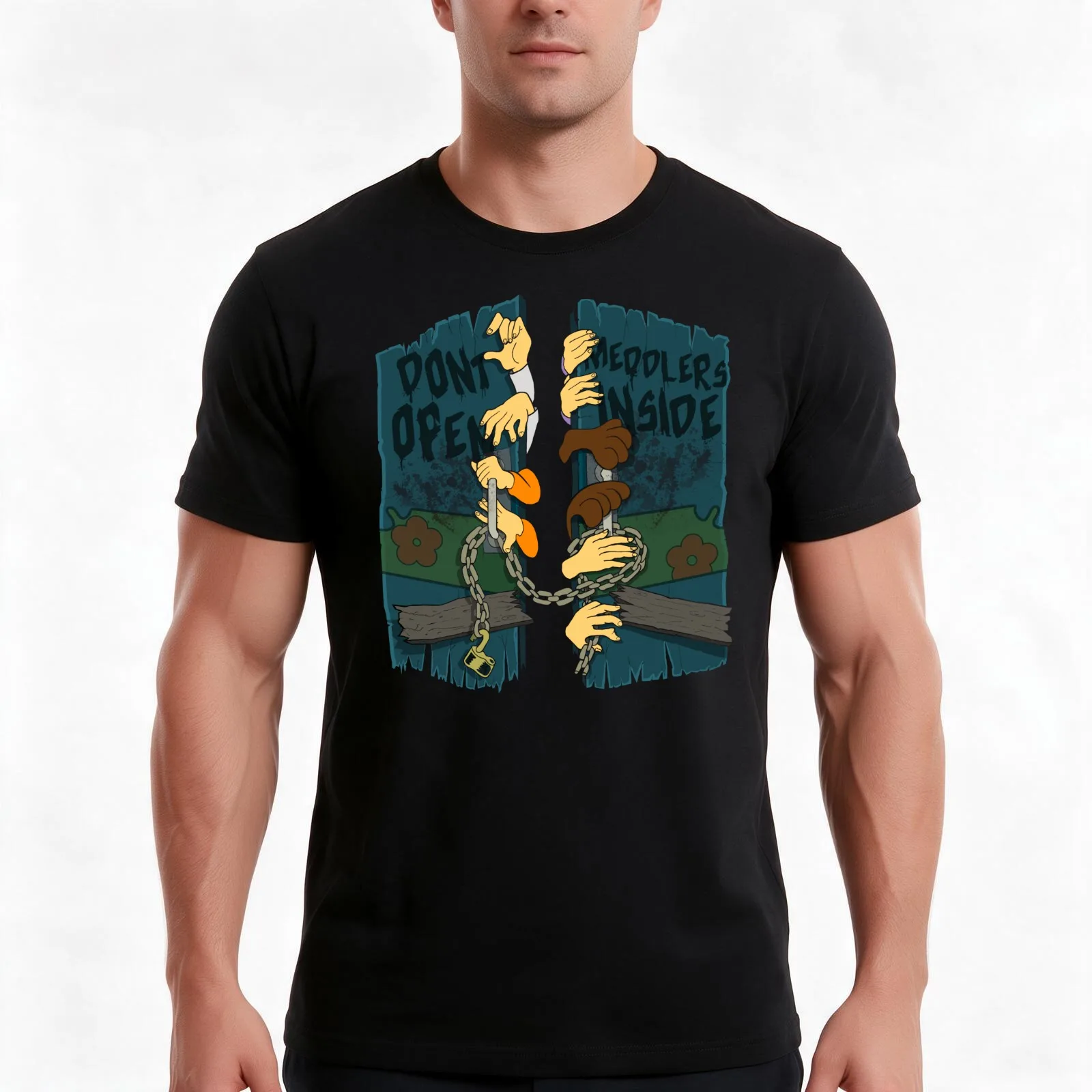 The Meddling Dead T-Shirt, Summer Casual Cotton Tee, Oversized Streetwear Tops, Vintage Graphic Print, Loose Fit Short Sleeve