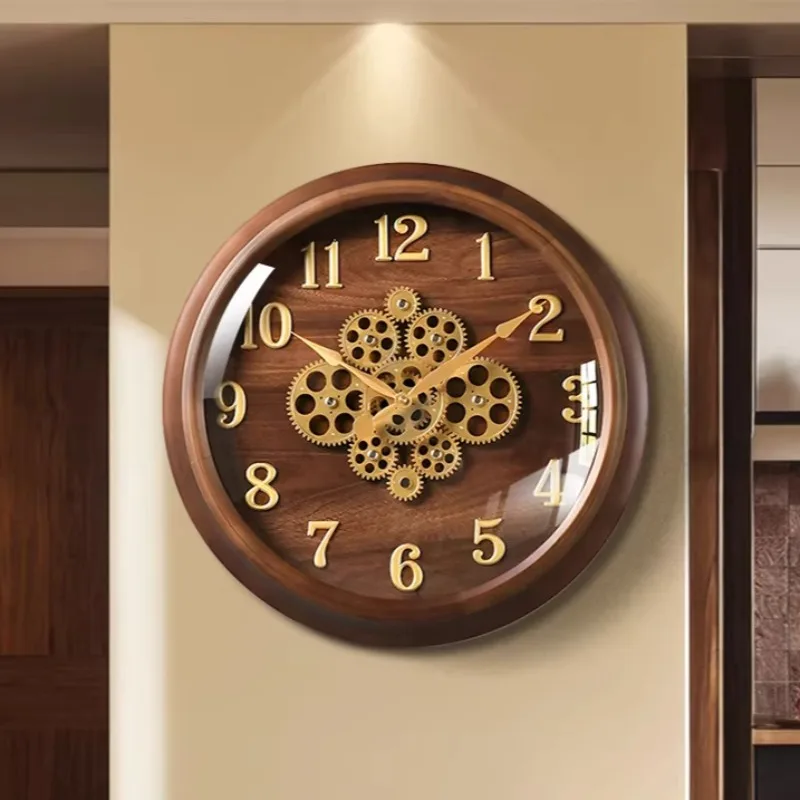 Retro Gear Mechanical Wall Clock Living Room Luxury Wall Clocks Bedroom Silent Watch Nordic Interior Unique Aesthetic Decoration