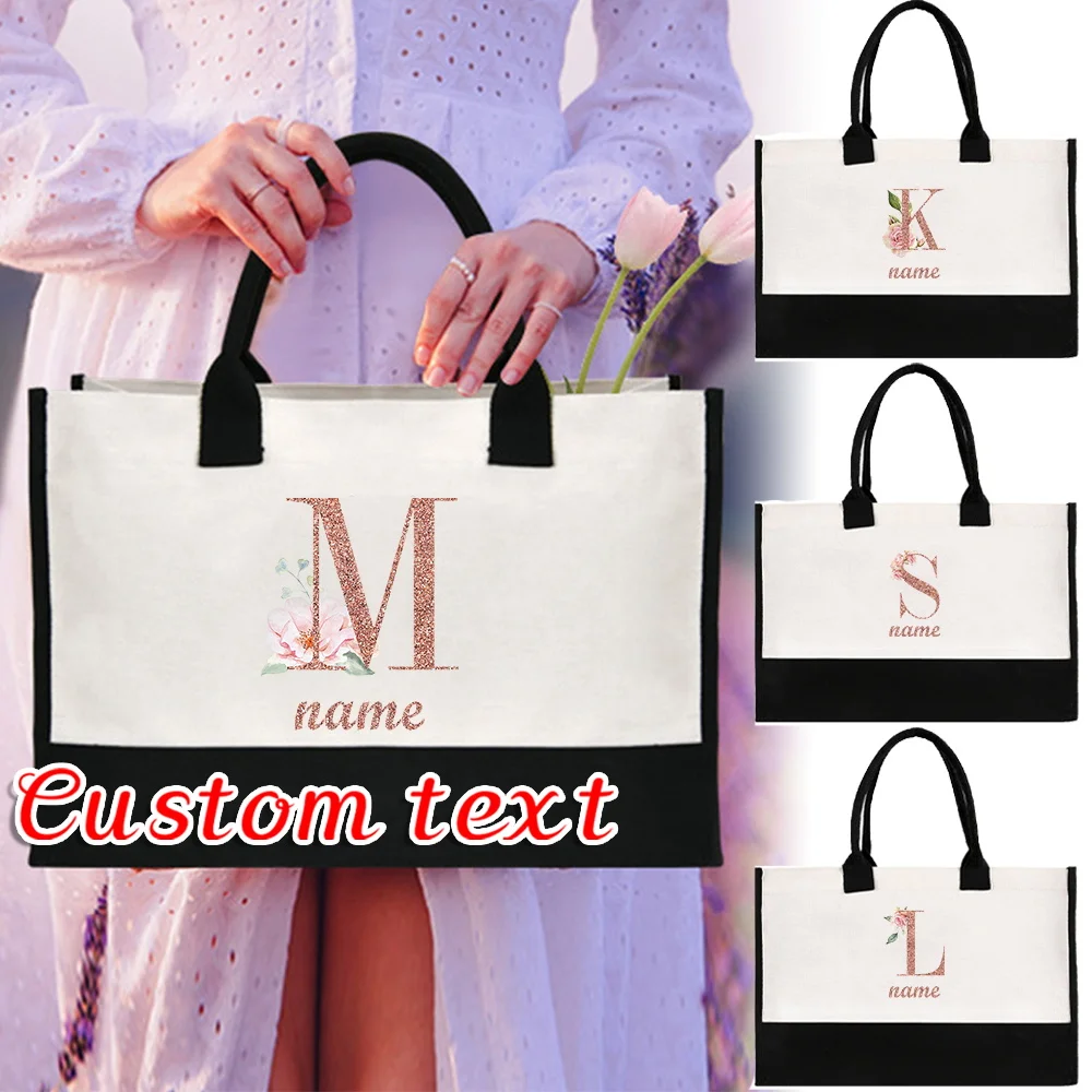 Personalized Customized Name Vintage Shopping Bags Beach Shoulder Bags Portable Organizer Pouch Multiple Styles Shopping Bag