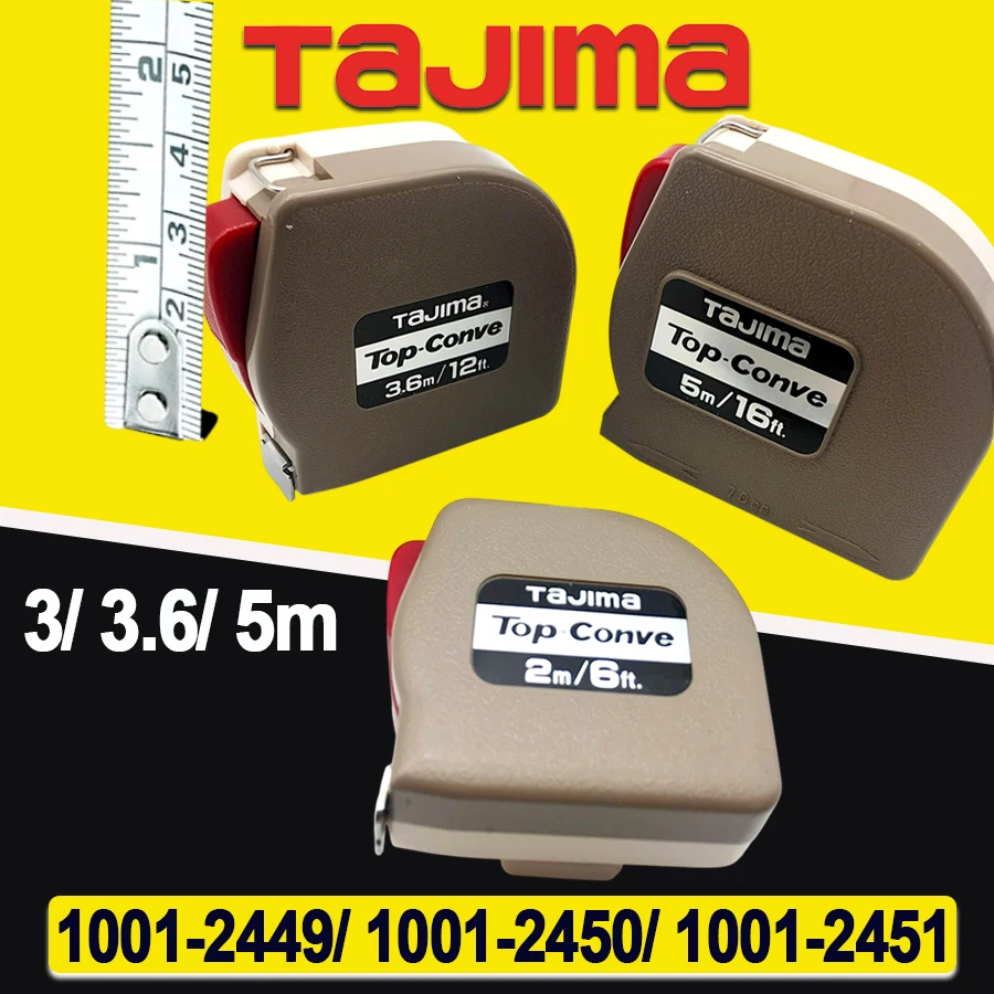 TAJIMA 1PCS 2/3.6/5M Cinta Métrica de Acero con Bloqueo Automático Métrica e Imperial NO.1001-2449/1001-2450/1001-2451