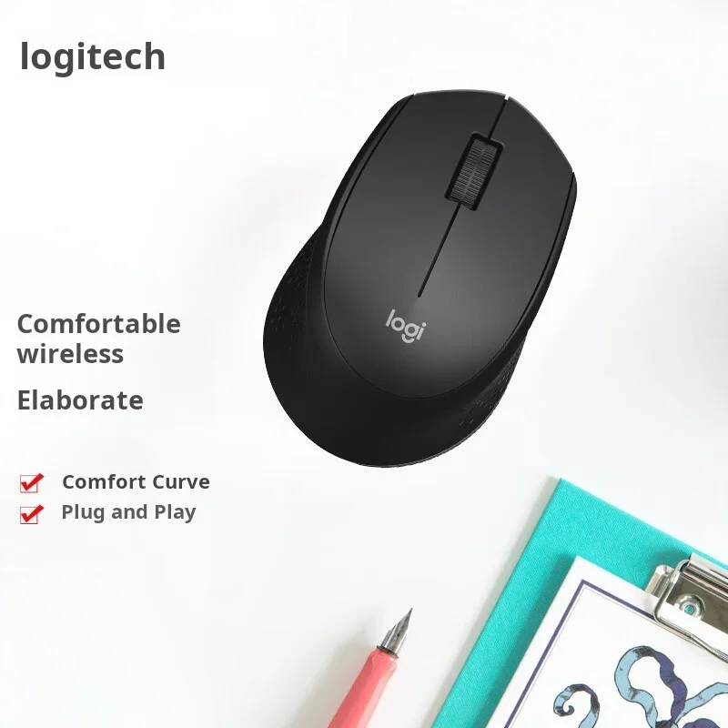 Mouse Logitech M275 Mouse Nirkabel Mouse Kantor Mouse Tangan Kanan Hitam Dilengkapi dengan Penerima Nirkabel 2.4G
