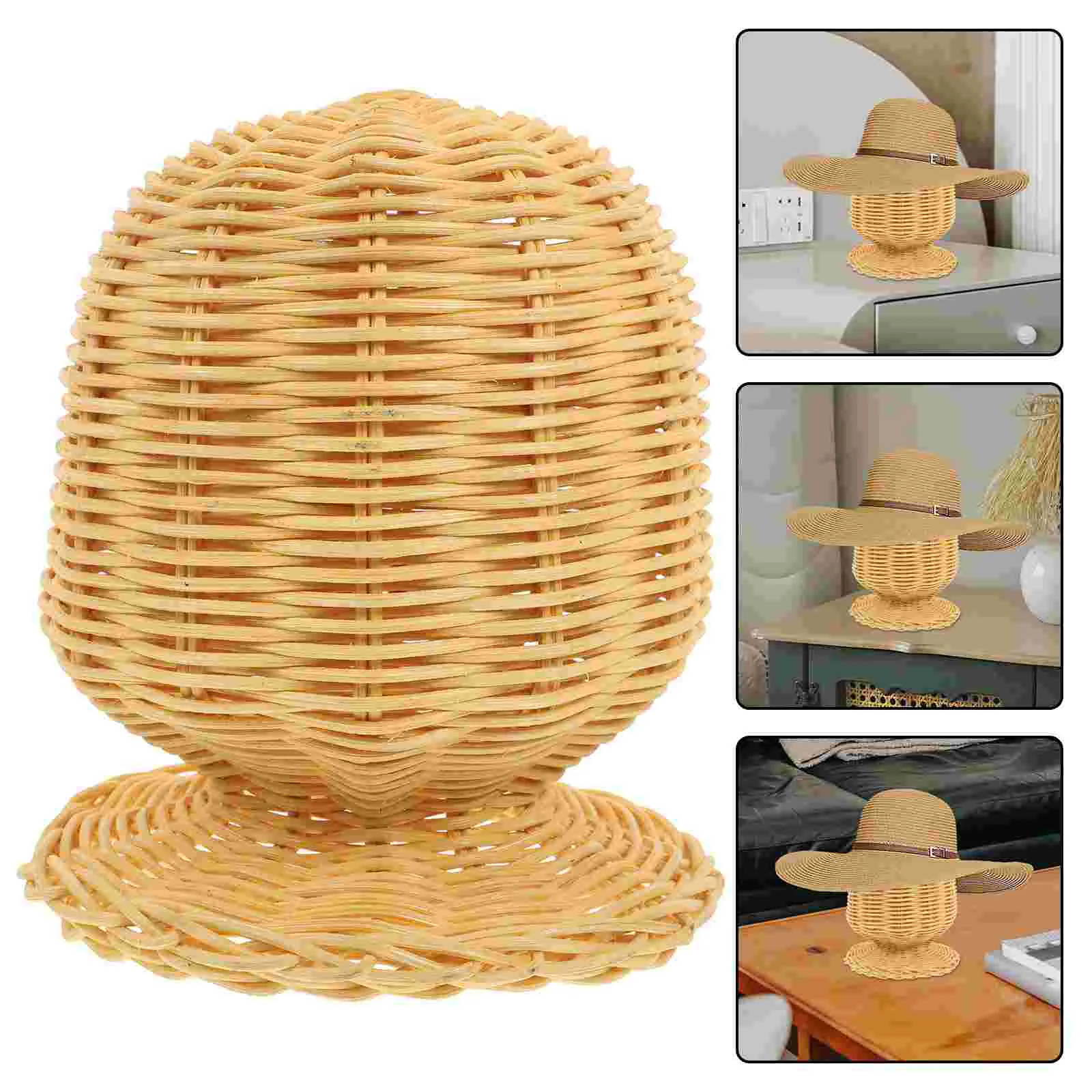 

10PCS Rattan Rack Storage ganizer Baseball Cap Hat Holder Display Stand Mannequin Hat Stands for Multiple Hats Wigs Closet