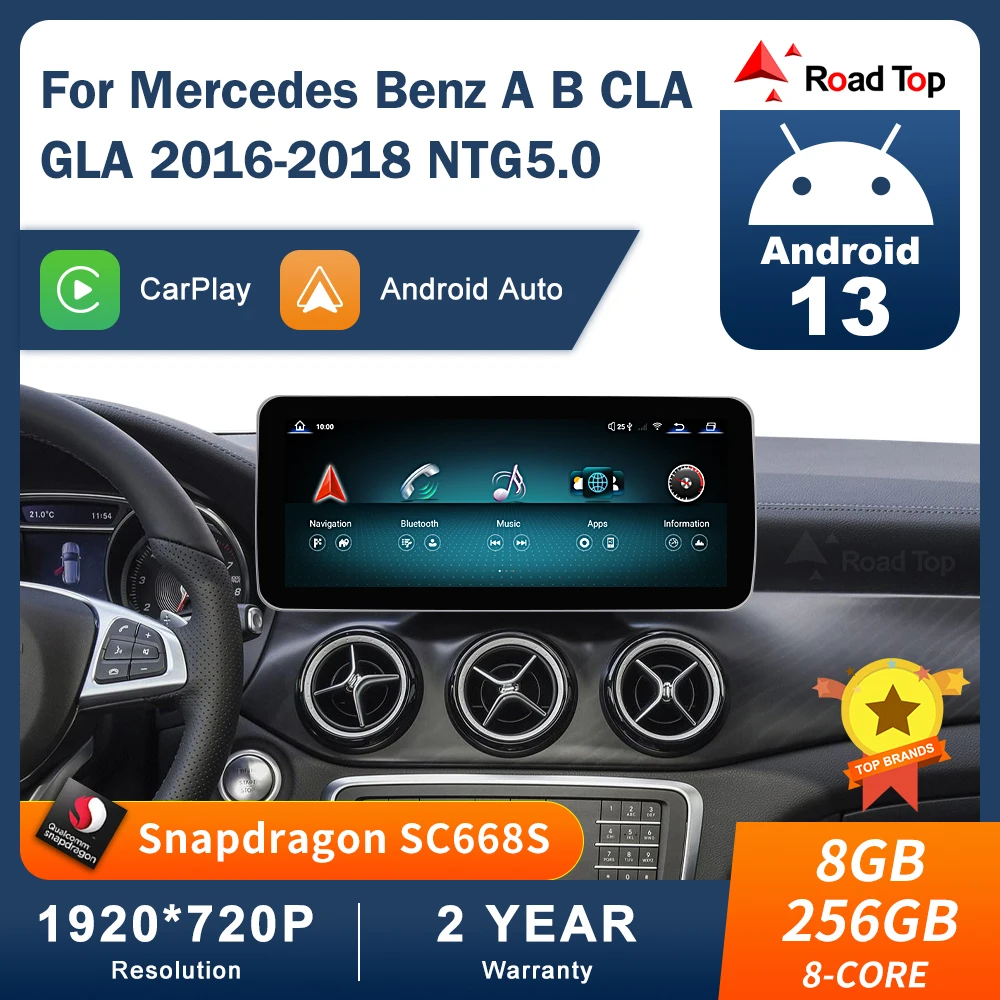 Android 13 Touch Screen for Mercedes Benz A Class CLA GLA  2016-2018 GPS Wifi LTE BT With Carplay Android Auto Car Radio Display