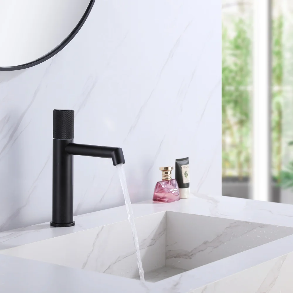 Bathroom basin mixer faucet washbasin shower room counter basin ceramic toiletries & cold matt black