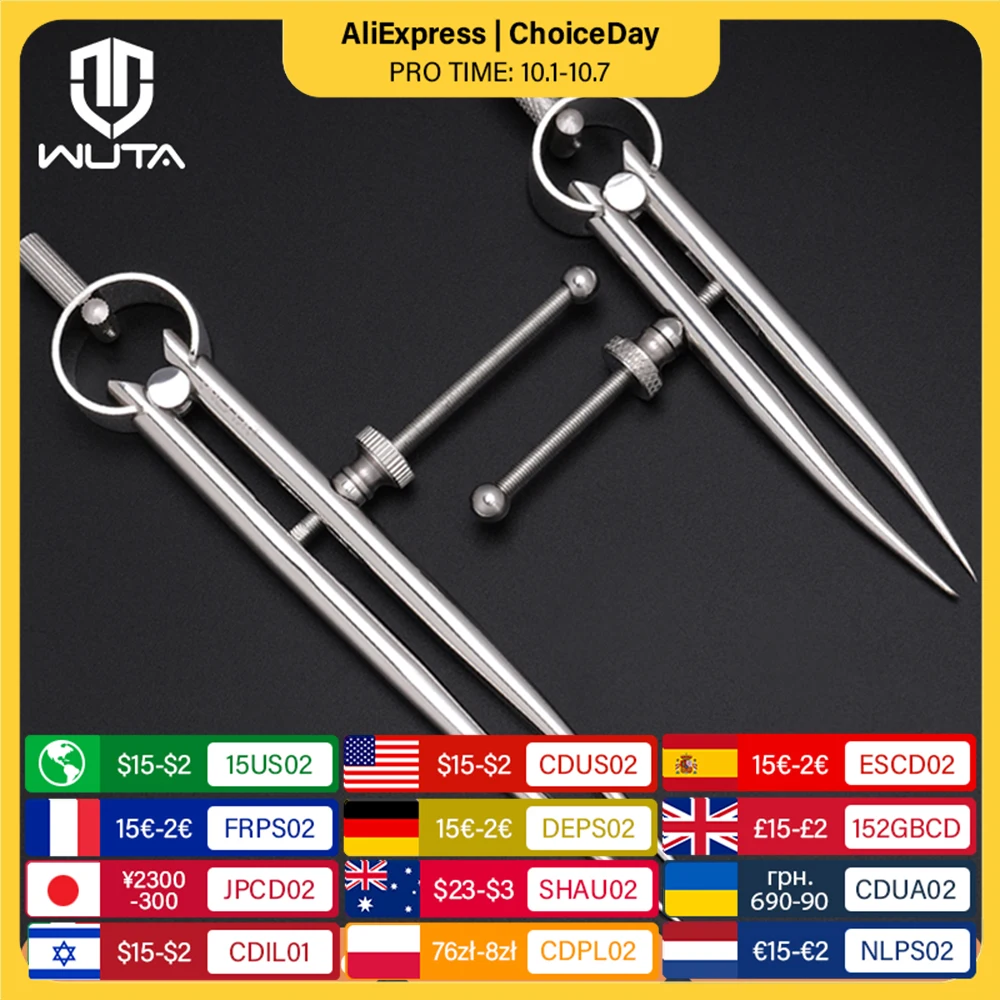 

WUTA 304 Stainless Steel Wing Divider Smooth Metal Leather Splitter Spacing Compass Precision Scale for Metal,Wood,Craft,Jewelry