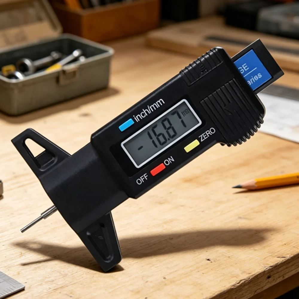 1PC Digital LCD Tire Tread Depth Gauge Caliper 0-25mm Measurer Tool for Car Repair