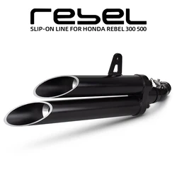 Slip On For HONDA Rebel 500 300 CMX500 CMX300 Motorcycle Exhaust Middle Link Pipe Modify with Double Outlet Muffler Escape Moto