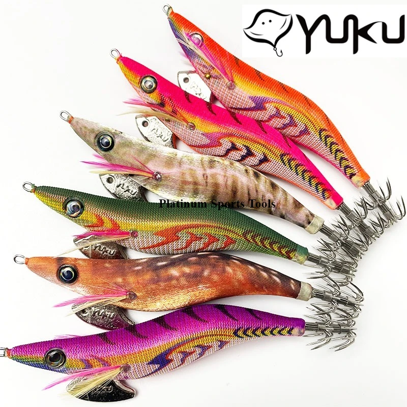 Yuku 1,8 2,2 2,5 3,0 3,5 camarones de madera EGI JIG cebo de calamar señuelo sepia anzuelo de seda suave