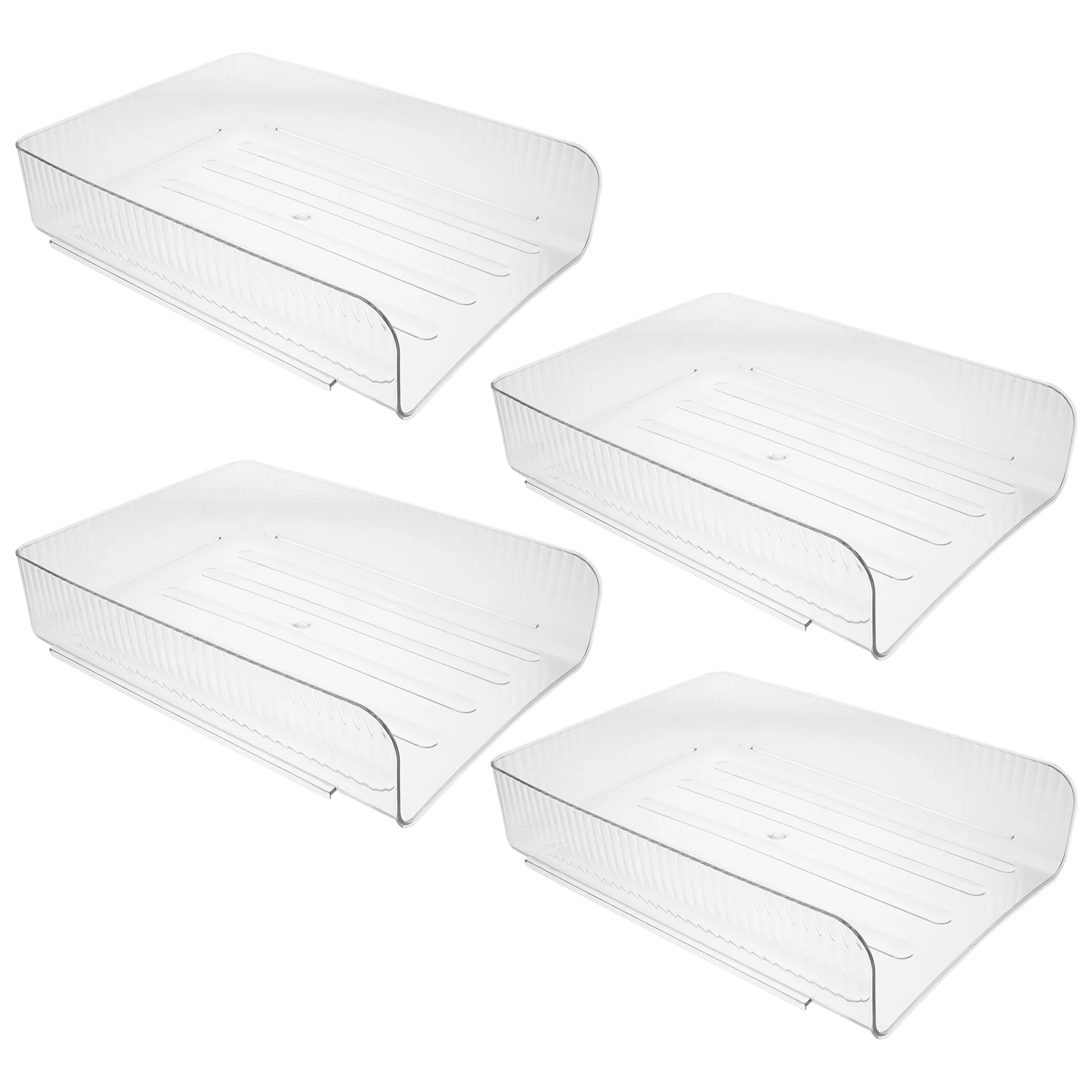

4pcs Desktop File Organizer Clear Plastic Document Tray Storage Box For Office Desk Letter Paper Magazine Rack