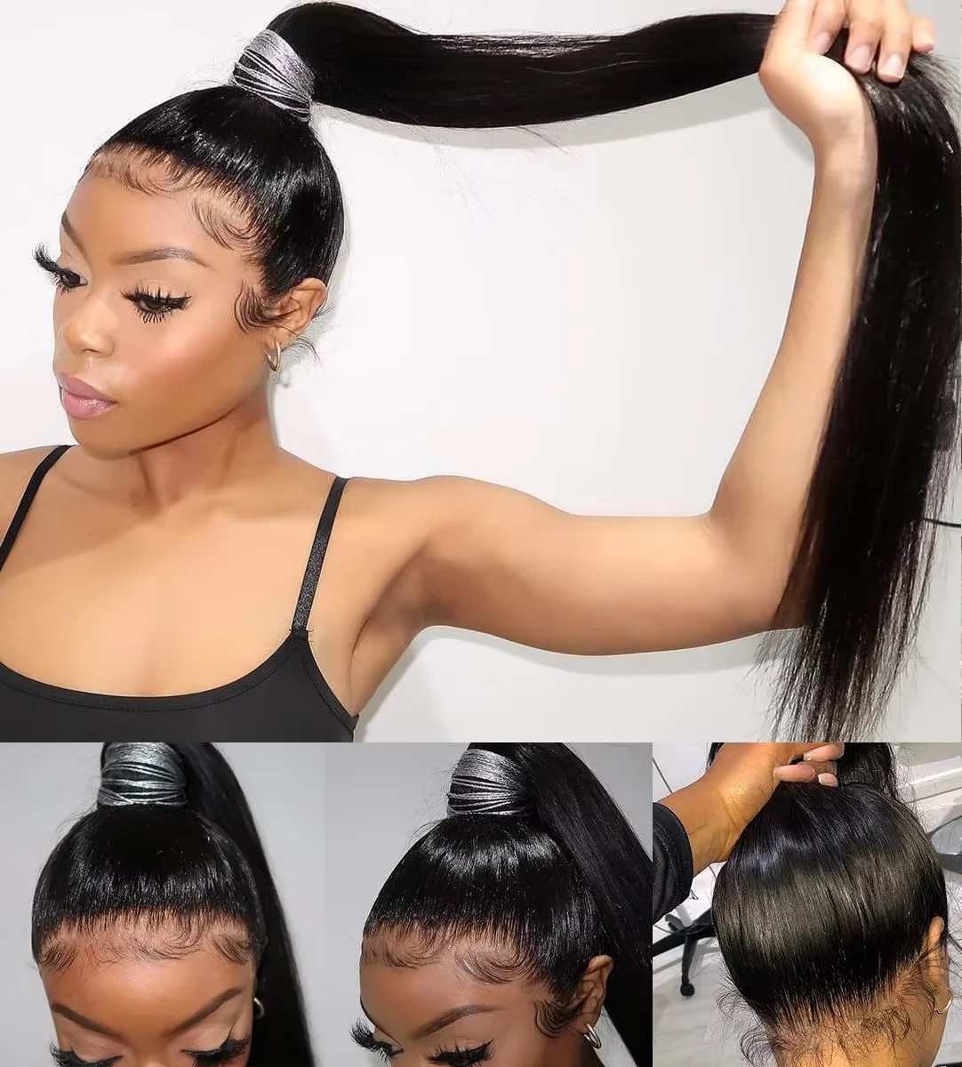 360 Full Lace Human Wig Invisible Drawstring Frontal Wig 13x6 Straight HD Transparent Lace Front Wigs Human Hair 250% Density