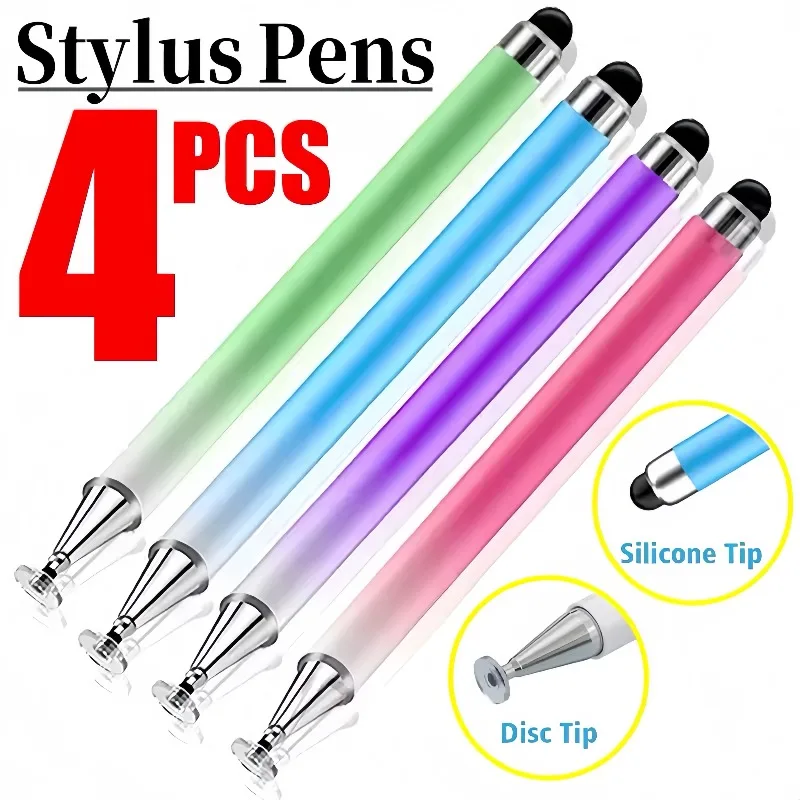 2 in 1 Universal Capacitive Stylus Pen, High Precision Disc & Silicone Tip Touch Screen Pen for iPad Smartphone Tablet Drawing