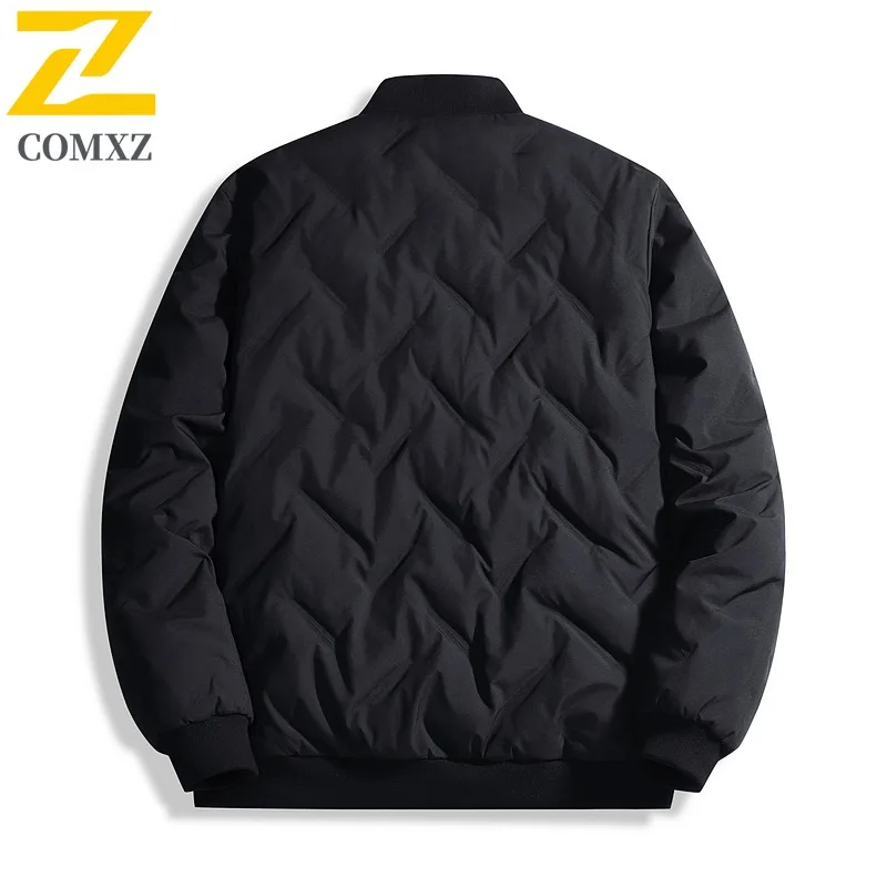 سترة مبطنة للرجال من COMXZ بياقة بيسبول للعمل في الهواء الطلق سترة مقاومة للبرودة للأعمال مريحة وخفيفة الوزن معطف شتوي من القطن