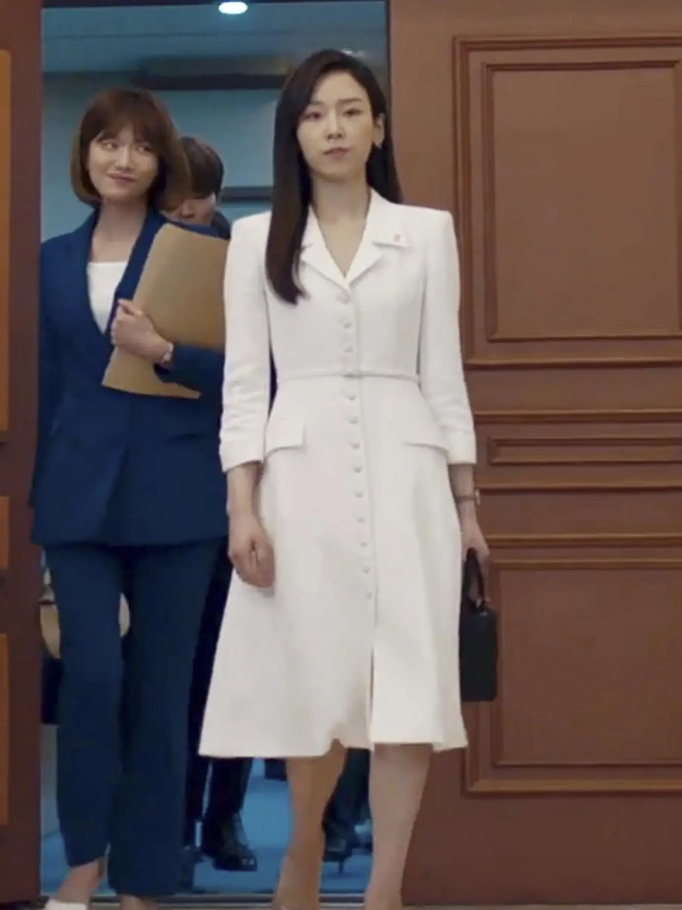 

Ele A-Line Dr Single Button Slimming Suit Collar Commute Faionable Long Sve Midi Dr for Women Ci Commute