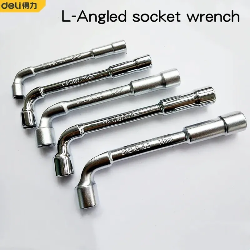 Deli 8 10 12 13 14mm CRV Steel L Type Socket Spanner L Wrench 6 Point Hand Tools Automotive Mechanical Tool