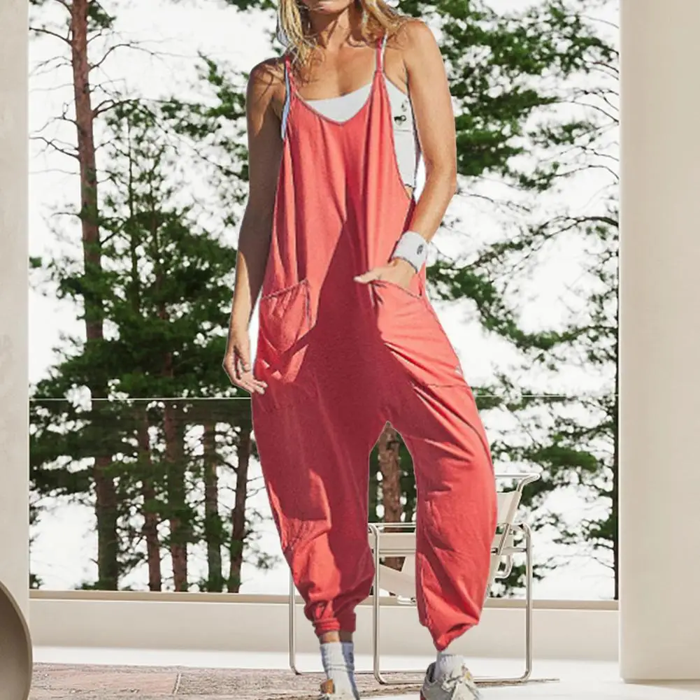 Soft Suspender Pants Sleeveless Romper Overalls Loose Summer Women Romper Overalls  Streetwear