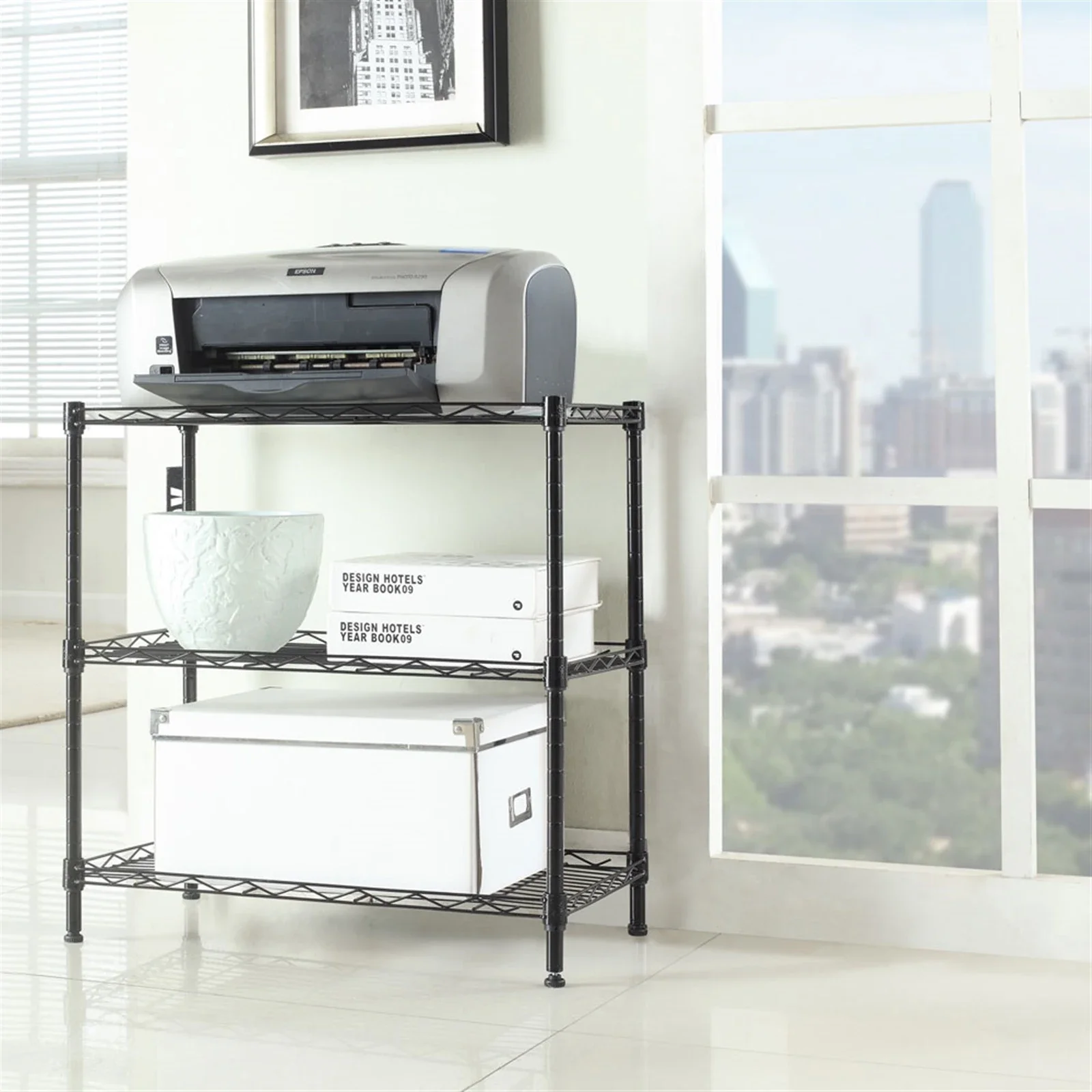 

Concise 3 Layers Carbon Steel & PP Storage Rack Black