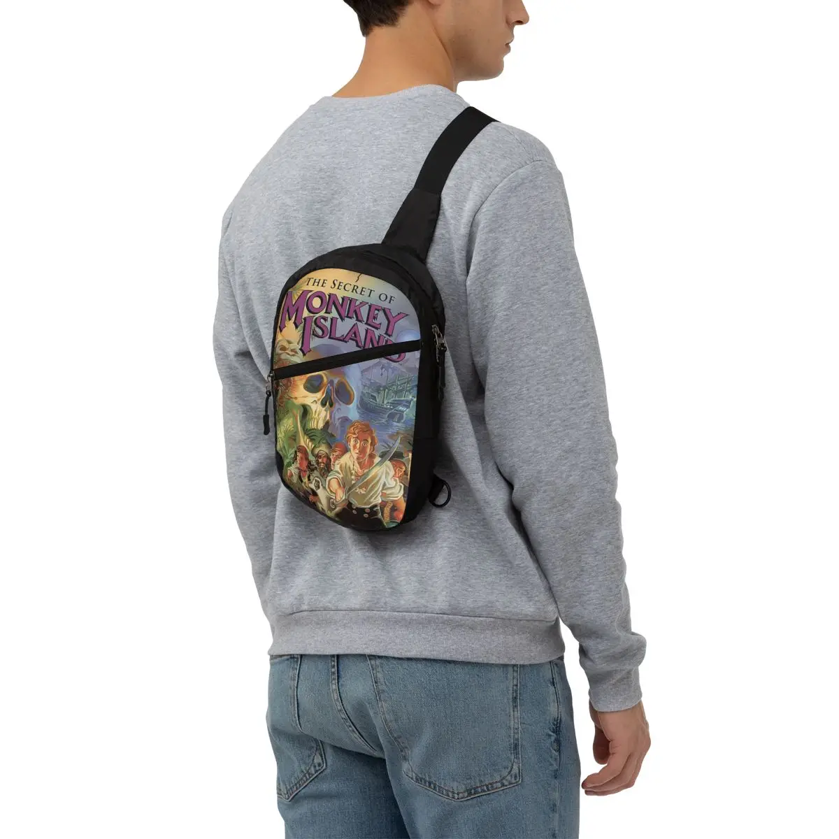 Bolsa de peito masculina Secret Of Monkey Island, mochila crossbody, bolsa de peito, viagem, caminhada, mochila de ombro