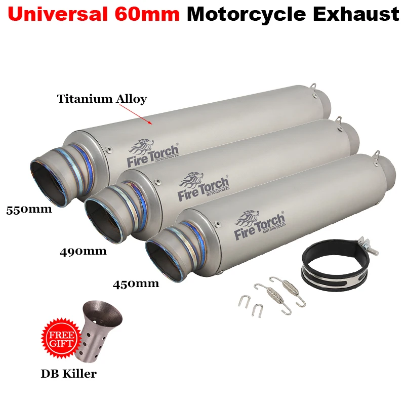 

Universal 60MM Motorcycle Exhaust Pipe Escape System Modified Titanium Alloy Motorbike Muffller Moto For NMAX155 R15 NC700 R1 R6