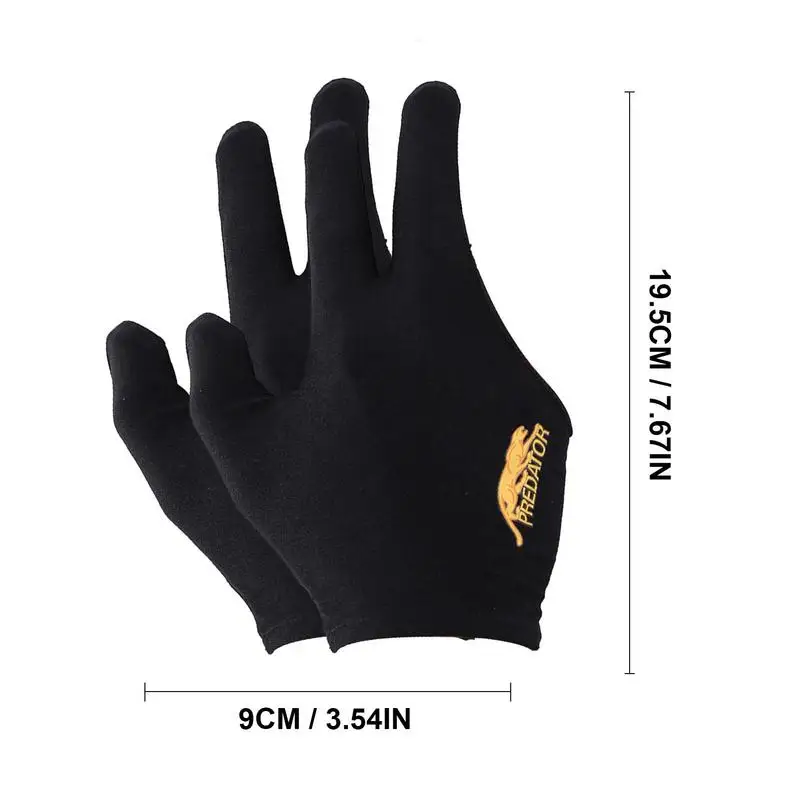 Pool Table Gloves 2pcs 3 Fingers Billiards Training Glove Breathable Slip-proof Elasticity Embroidered Pool Cue Sports Glove