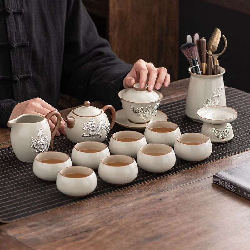 

Kungfu tea set high-end luxury ceramic teapot teacup set gift box