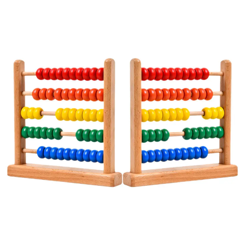 2Pcs Five-Column Wooden Abacus for Children Mental Arithmetic Training Preschool Math Education Tool Chinese Abacus
