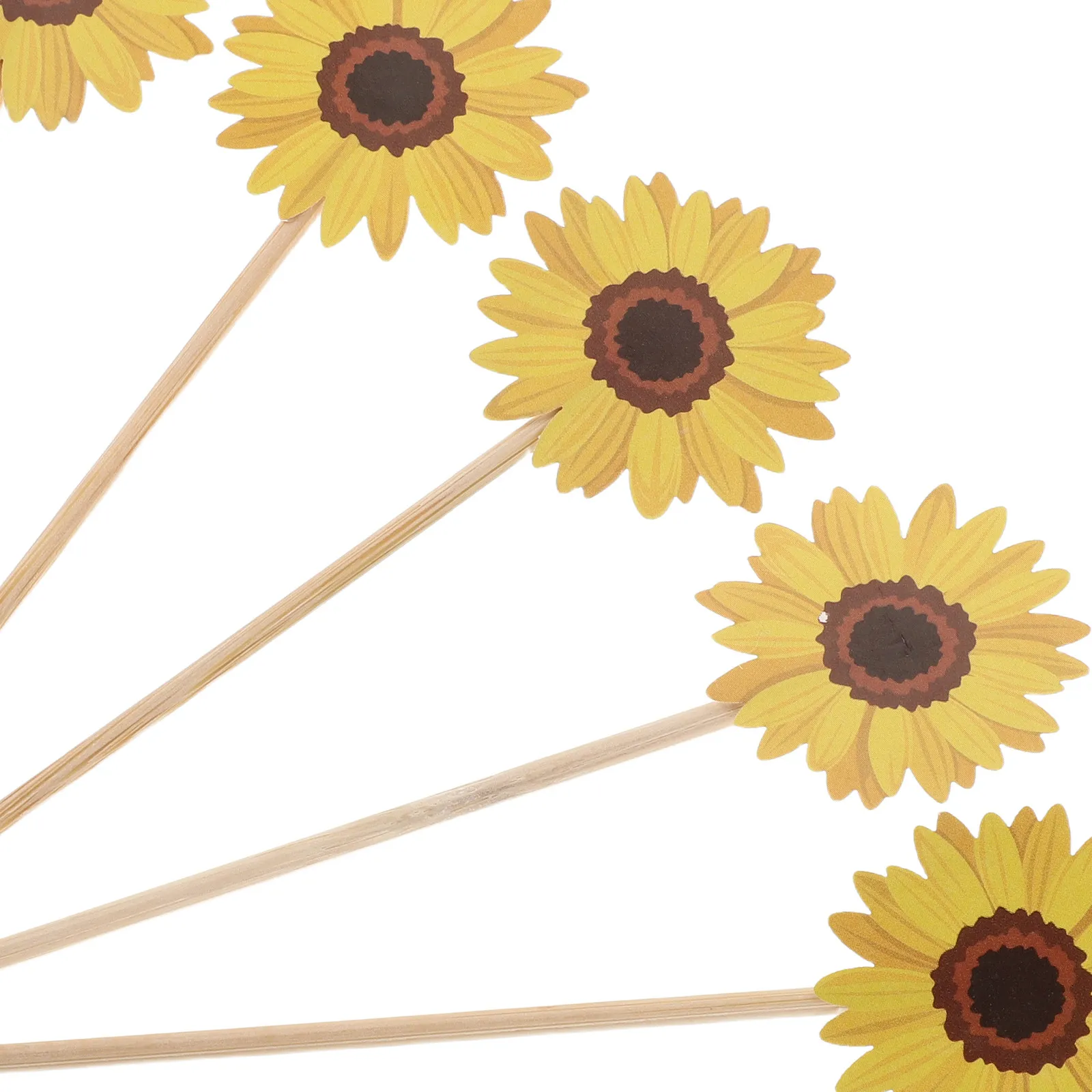100Pcs Sunflower Cake Topper Insert Floral Dessert Picks for Wedding Birthday Baking Party Sunflowers Cupcake Decoration