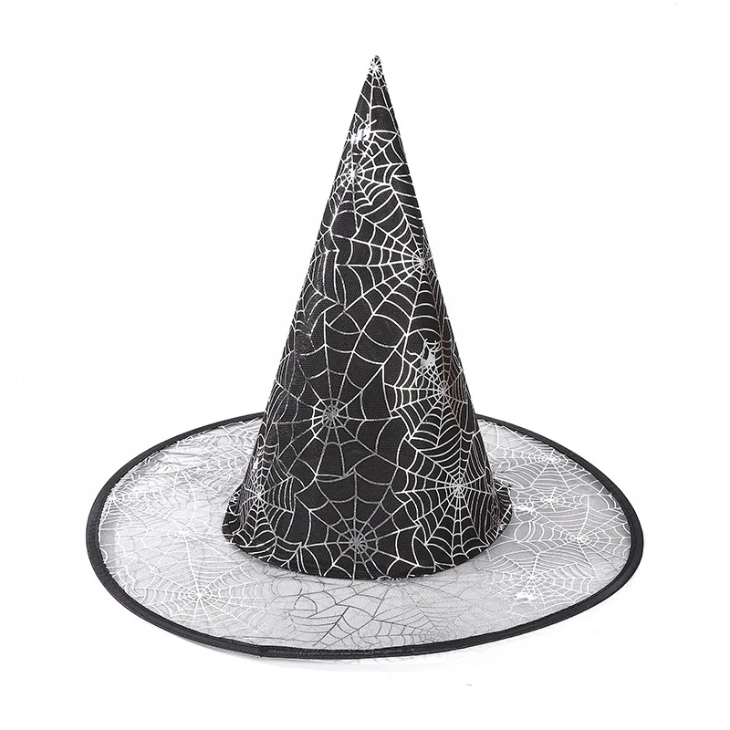 Cappello da strega, Forniture per decorazioni di Halloween, Cappello da strega per bambini e adulti, Abito da ballo, Cappello da mago in rete magica per la festa