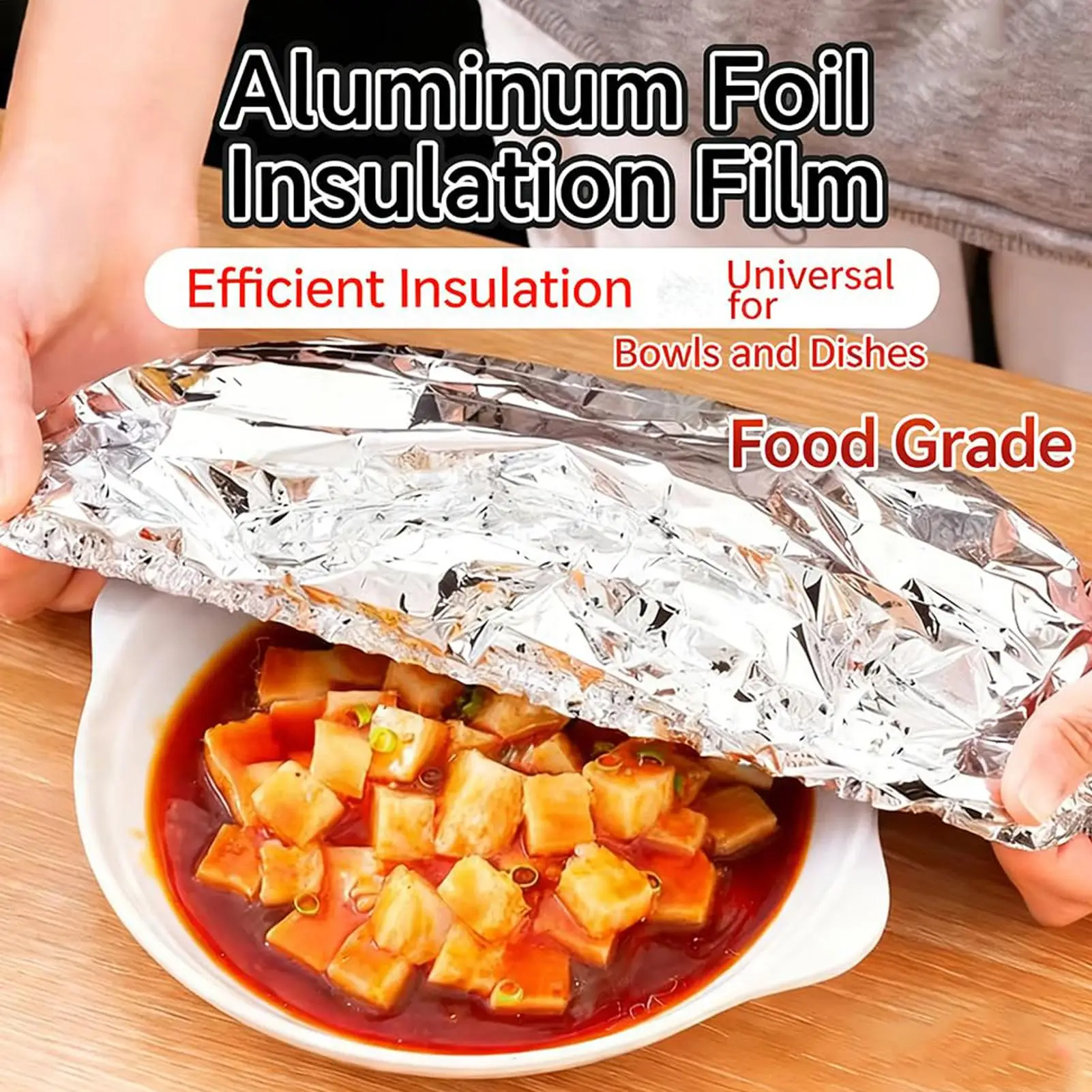 50Pcs Reusable Aluminum Foil Elastic Covers Heat Retaining Lid for Food Fresh Keeping Bowls Pots Containers Kitchen BBQ Picnic