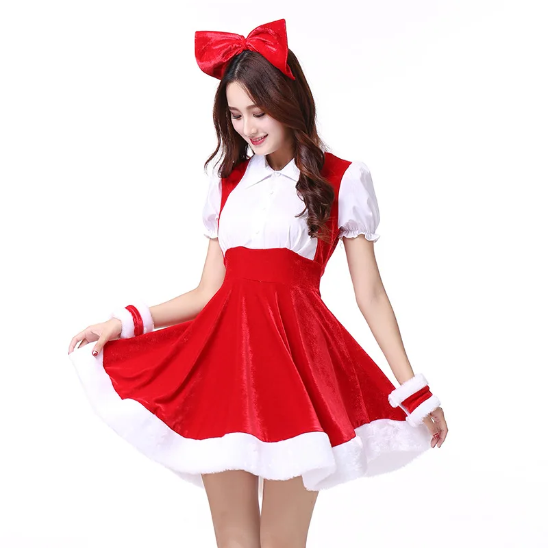 Disfraces de Navidad sexys para mujer, uniformes de sirvienta bonitos, trajes de club nocturno de Papá Noel para niña, roles de conejitos para mujer