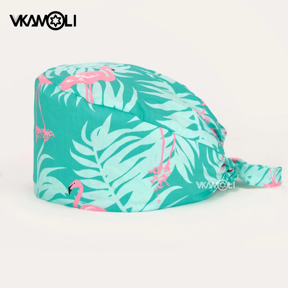 Flamingo Gedrukt Scrub Hoed Met Zweetband Mannen Vrouwen Werk Hoed Verpleegkundige Accessoires Scrub Caps Vrouwen Gorro Enfermera