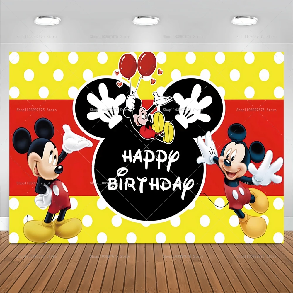 Disney Cartoon Topolino Bambini Felice 1° Compleanno Festa Fotografia Sfondo Decorazione Baby Shower