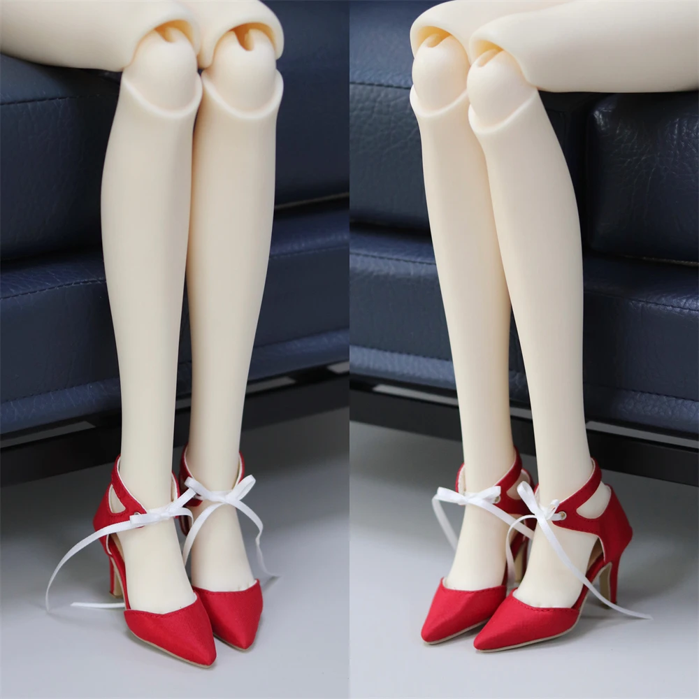 BJD Doll Shoes 1/3 Toys SDGR Girls Elegant Pointy Soft Real Silk Lace-up Blue Simple Multi-colored High Heels Doll Accessories