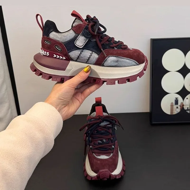 

Trendy Thick Soled Platforms for Women Two Tone Plush Lined Chunky Sneakers with Slimming Effect Petite Friendly Casual Shoes​